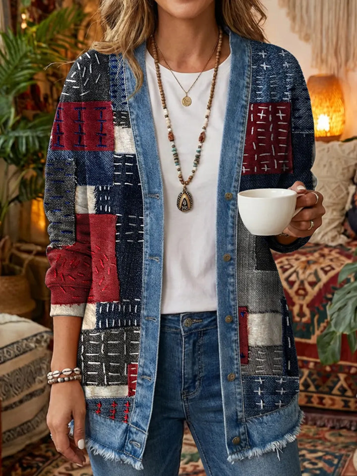 New arrival! 🔥 Women's elegant, slim-fit denim jacket with a vintage floral pattern.