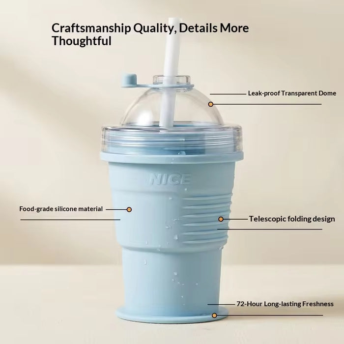 Ice-making and water-drinking 2-in-1 ice hockey mold folding water cup