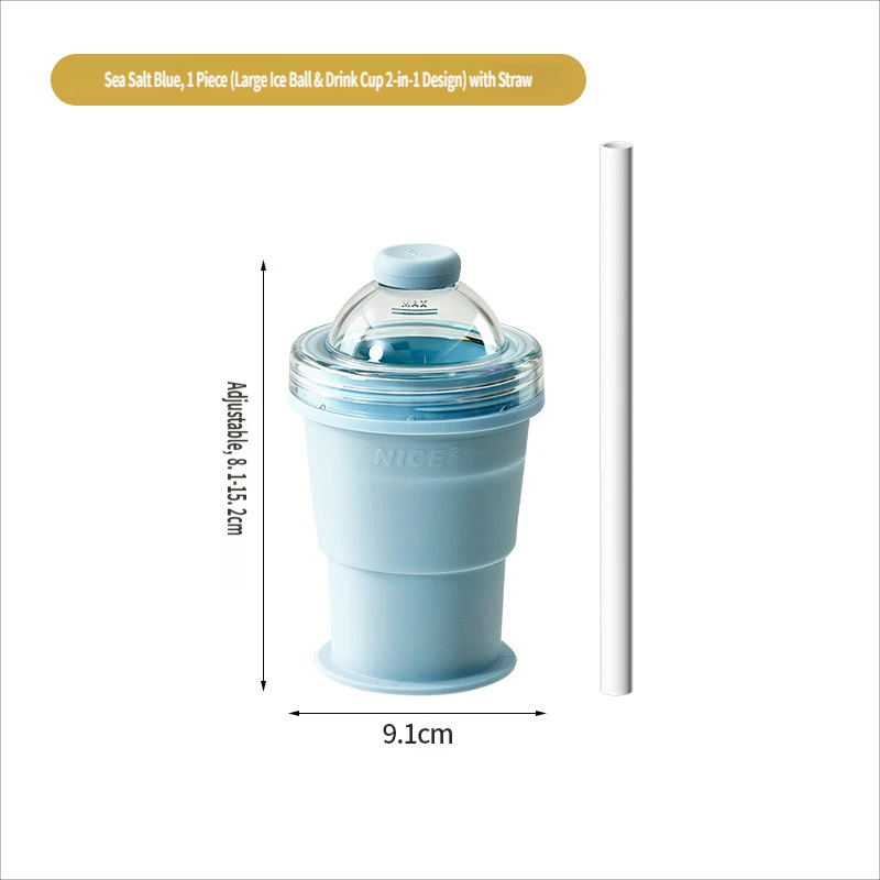 Ice-making and water-drinking 2-in-1 ice hockey mold folding water cup