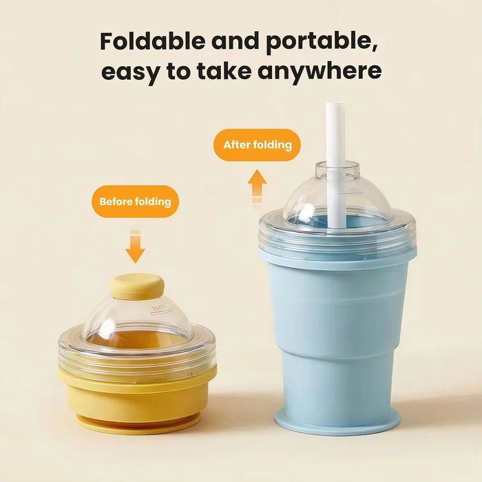 Ice-making and water-drinking 2-in-1 ice hockey mold folding water cup