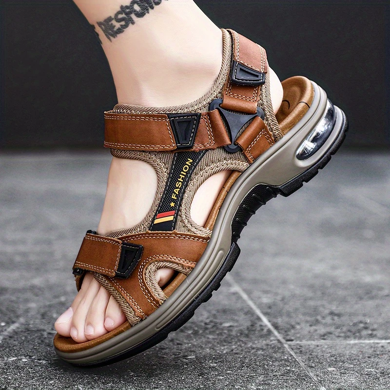 Men's Orthopedic Leather Sandals – Breathable, Adjustable, Air Cushion