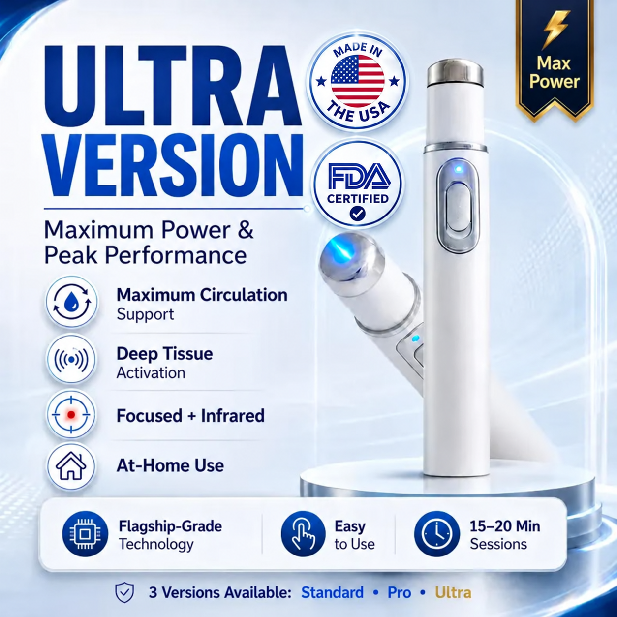 Advanced Acoustic Shockwave Therapy restores penile tissue health to enhance rise rigidity, stamina, and male performance confidence, relieving muscle pain, joint stiffness, tendon discomfort