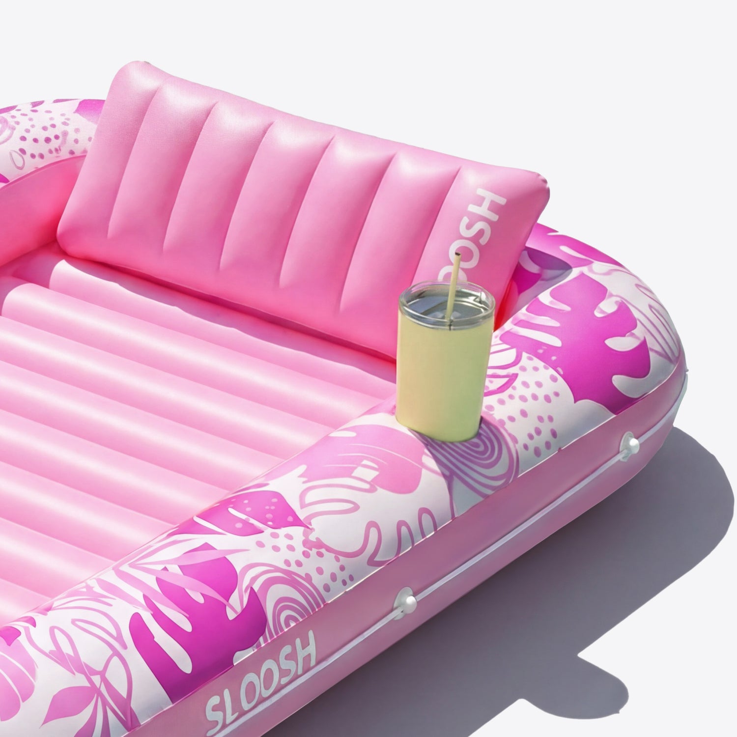 SLOOSH Inflatable Tanning Pool Lounger Float, Pink-XL, 85" x 57"