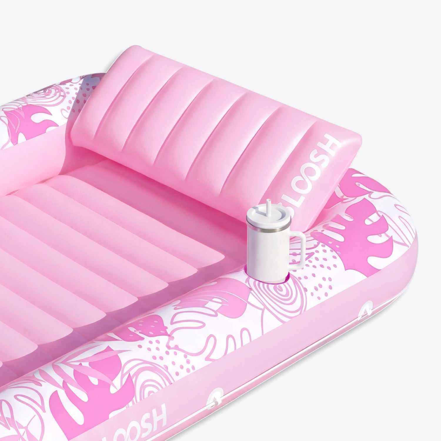 SLOOSH Inflatable Tanning Pool Lounger Float, Pink-XL, 85" x 57"