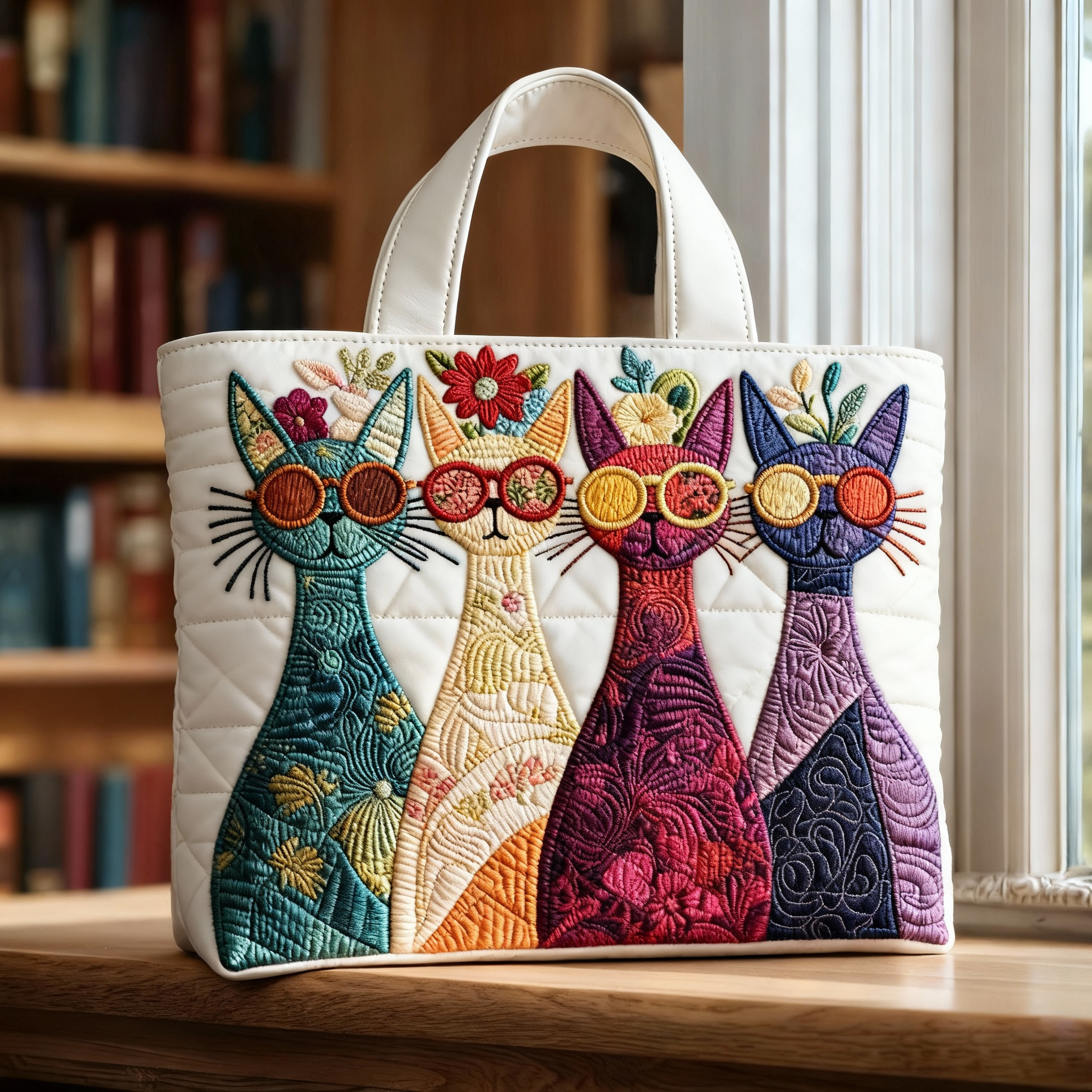 Stylish and interesting quilted tote bag