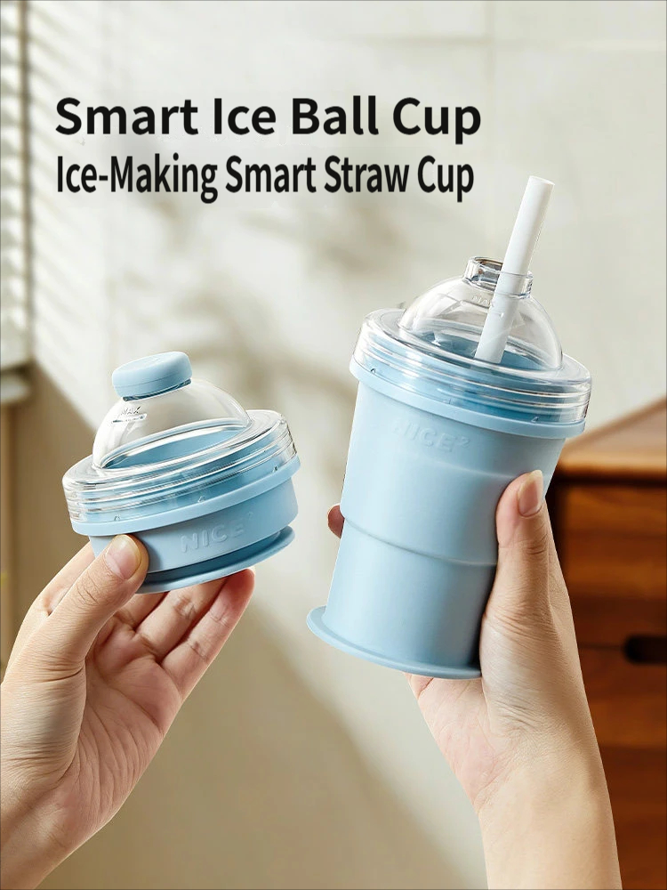 Ice-making and water-drinking 2-in-1 ice hockey mold folding water cup