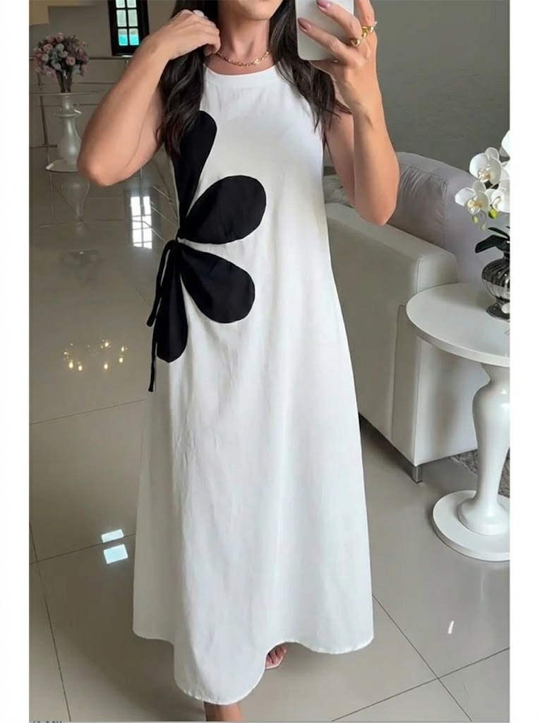 Fashionable Patchwork Sleeveless Cotton Dress