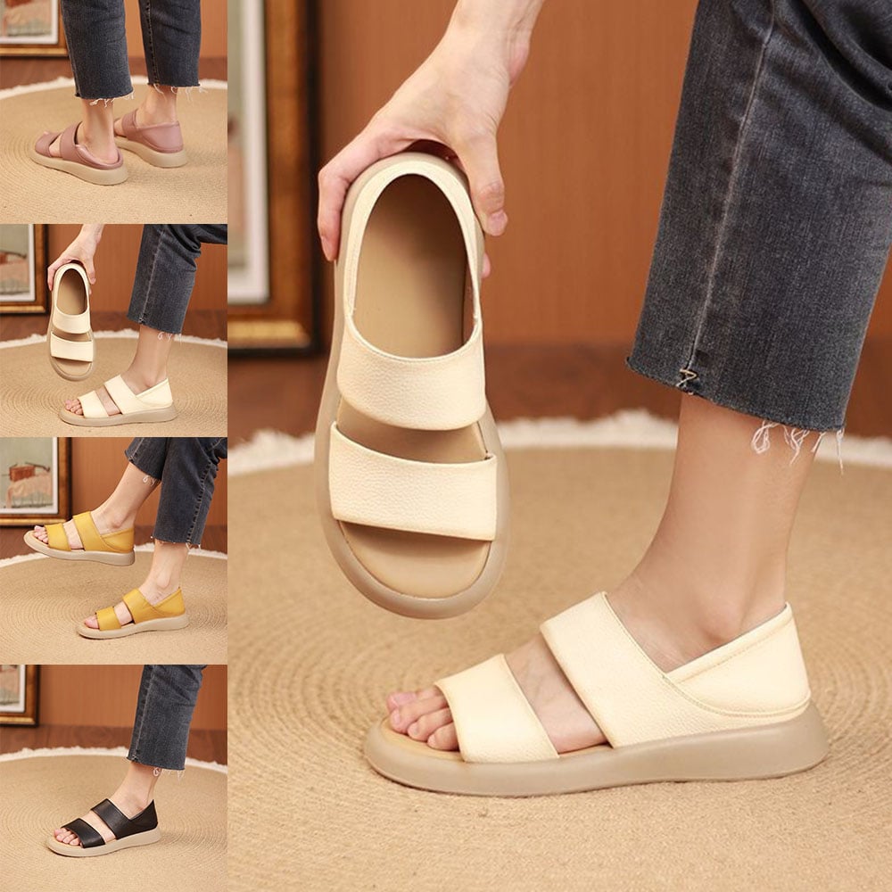 Wearscomfy New Thick Sole Women's Stylish Genuine Leather Sandals