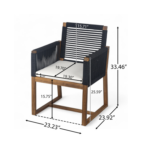 Outdoor Dining Chairs Set of 2, Black 