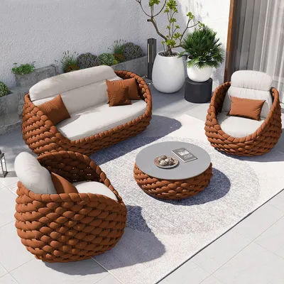 4-Person Outdoor Sofa Set with Arm Chairs