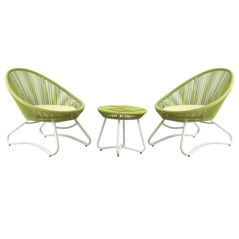 Outdoor Patio Rattan Recliner Chair with Small Table 