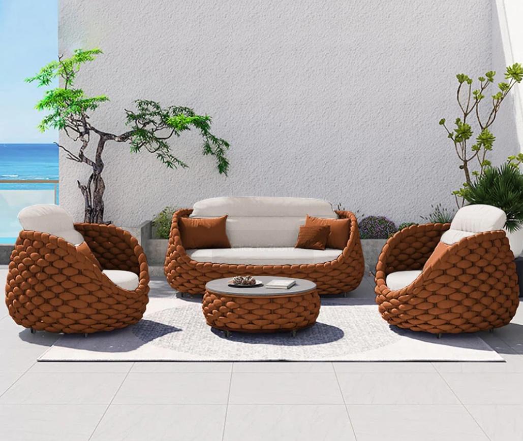 4-Person Outdoor Sofa Set with Arm Chairs