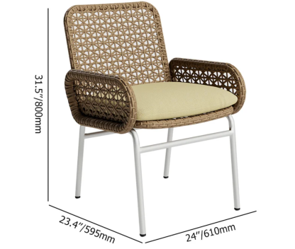 Outdoor Modern Aluminum & Rattan Armchair 