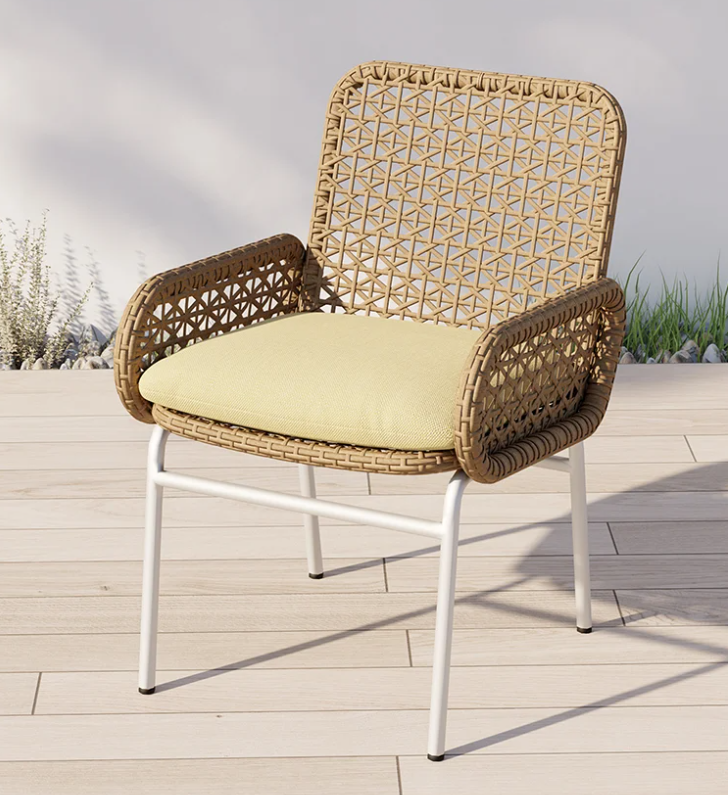 Outdoor Modern Aluminum & Rattan Armchair 