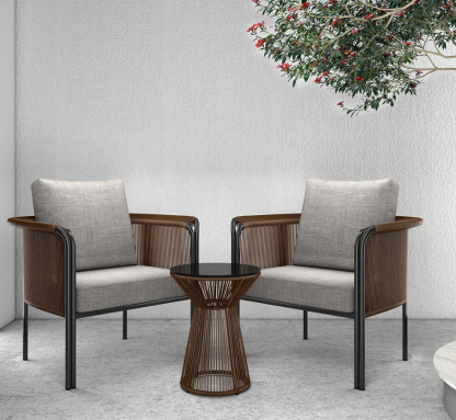 3 Pieces Rattan Outdoor Sofa Set