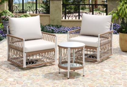 3-Piece Outdoor Swivel Chairs Set with 2 