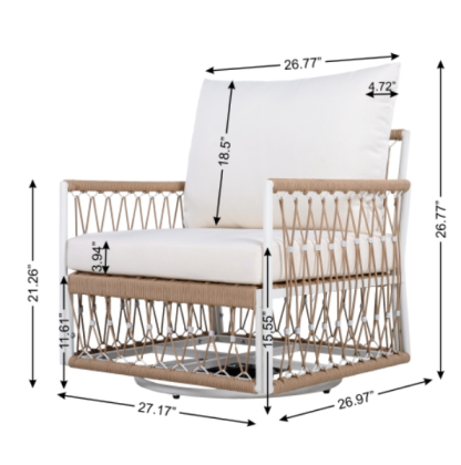 3-Piece Outdoor Swivel Chairs Set with 2 