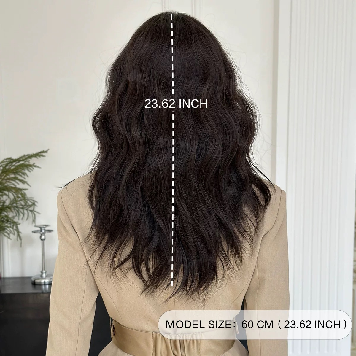 Dark brown natural fluffy rose mesh women's wig