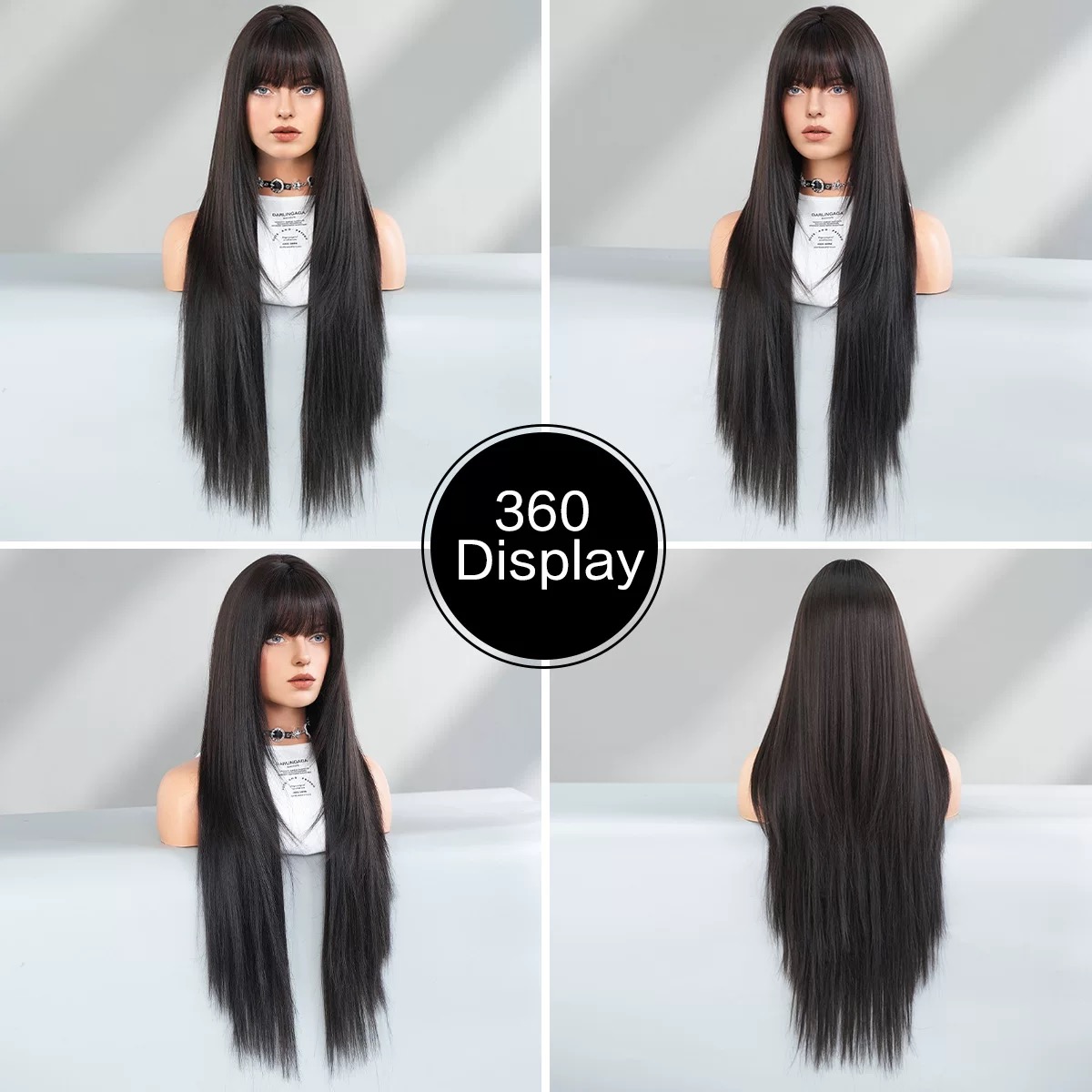 Women's black long wavy hair wig