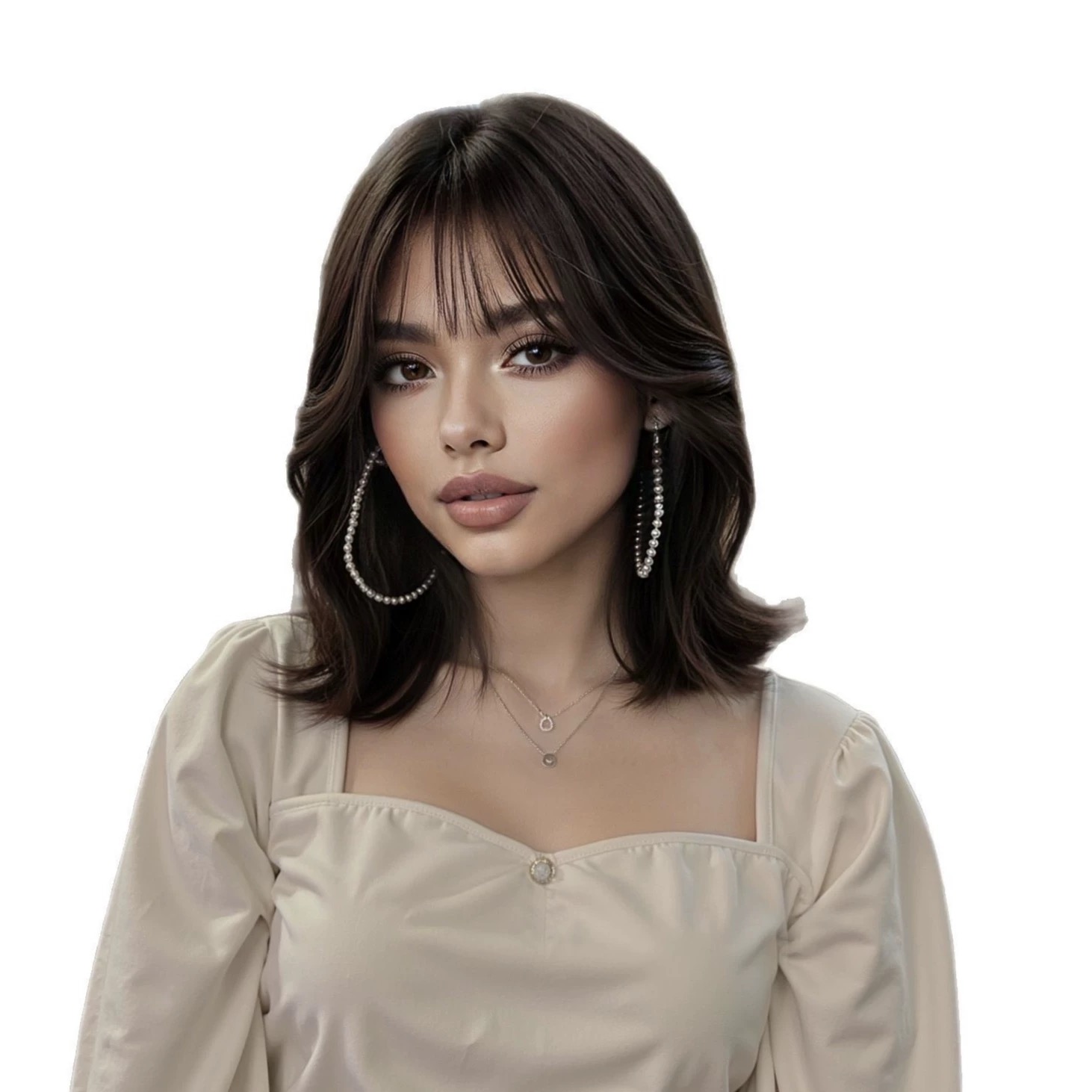 Women's summer dark brown bob wig