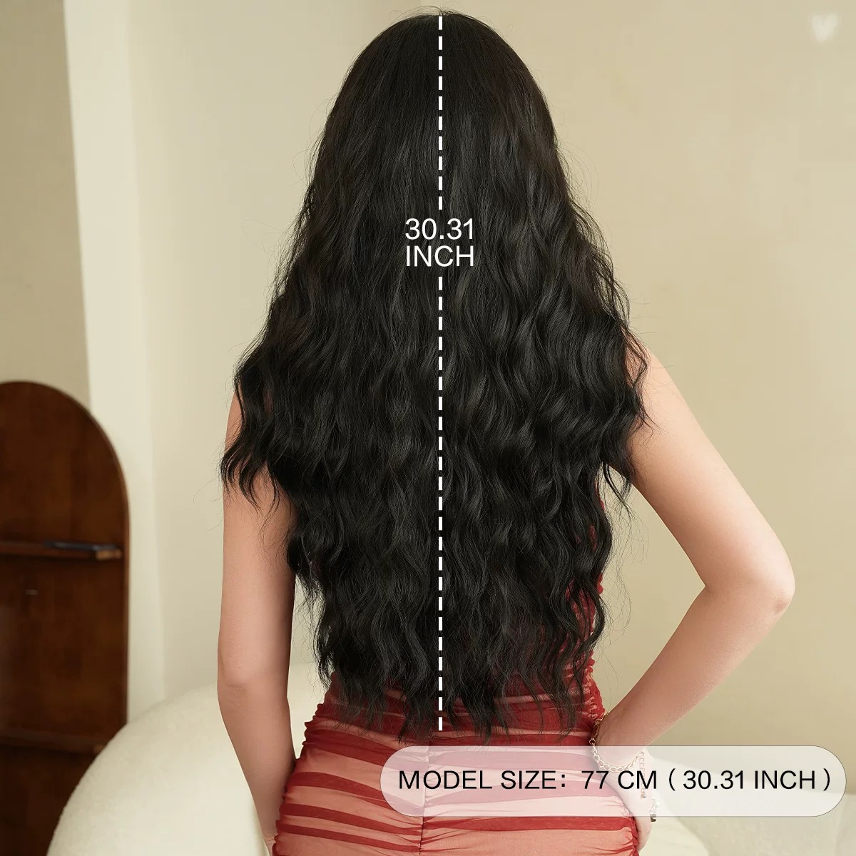 Women's burgundy natural shoulder-length full-head bangs