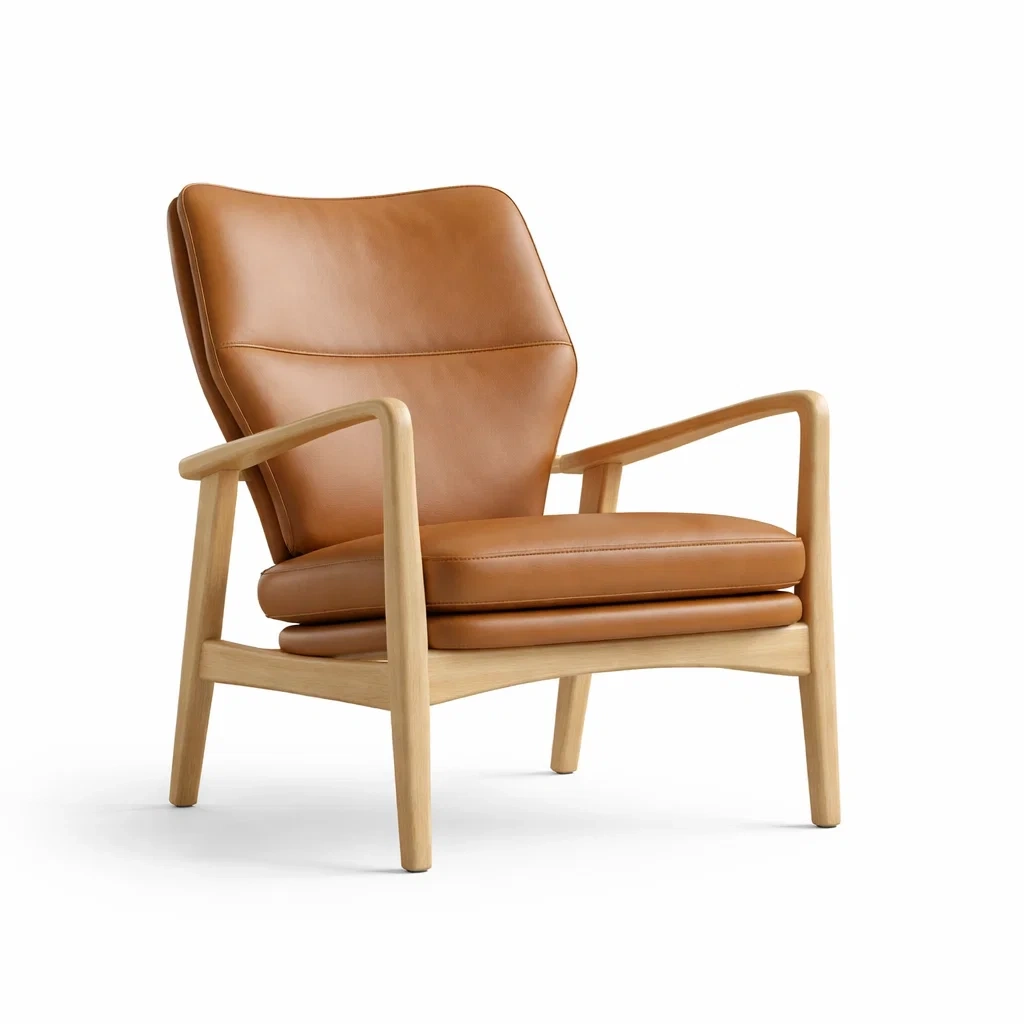 Fauteuil en Cuir PU Marron avec Structure en Chêne-FRESHPLOTZ