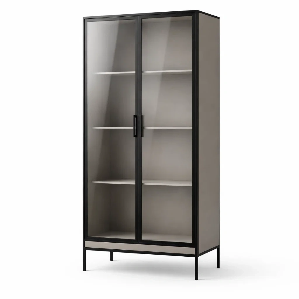 Vitrine en Métal Noir avec Verre Trempé 180x90x40 cm-FRESHPLOTZ