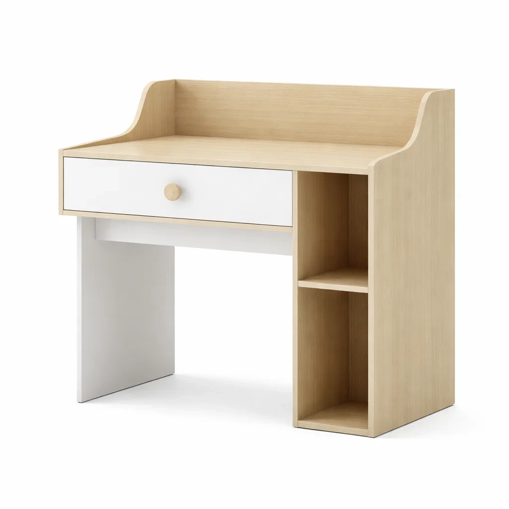 Bureau en MDF avec Tiroir et Étagères Intégrées-FreshBloss