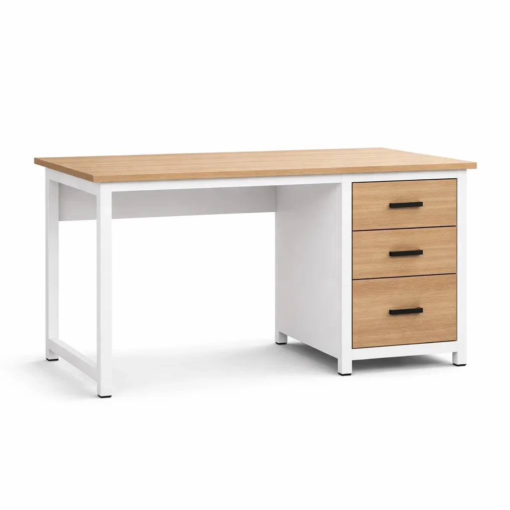 Bureau en MDF avec Tiroirs et Cadre en Métal 150x60x75 cm-FreshBloss