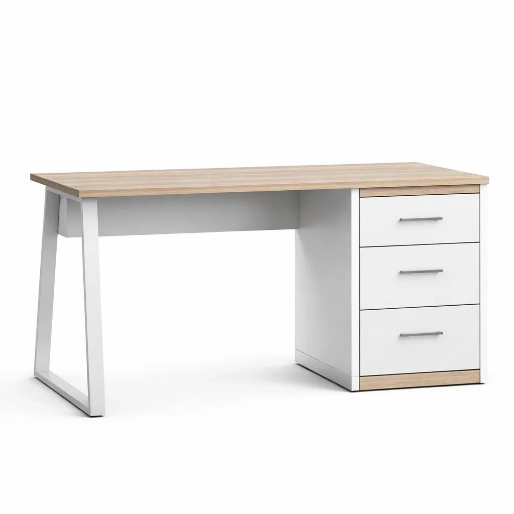 Bureau en Bois avec Tiroirs Blanc et Chêne 120x60x75 cm-FreshBloss