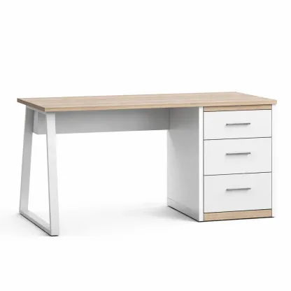 Bureau en Bois avec Tiroirs Blanc et Chêne 120x60x75 cm-FreshBloss