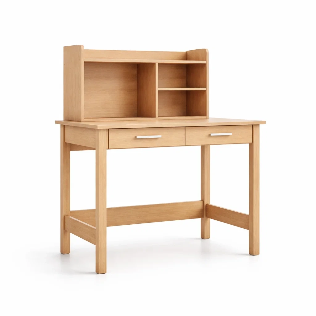 Bureau en Chêne avec Étagères et Tiroirs-cozychairscraft