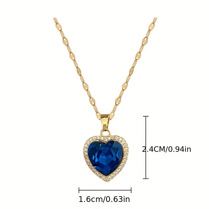 💥Desconto por tempo limitado💎Pingente feminino em forma de coração moissanite azul. colar de clavícula