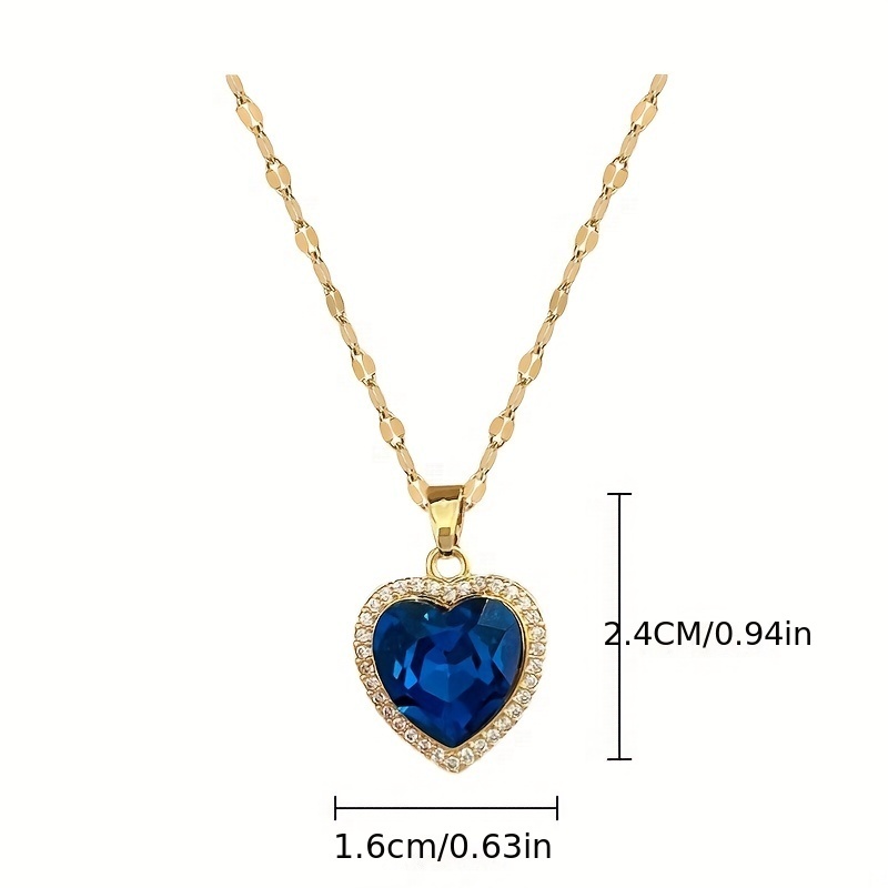 💥Desconto por tempo limitado💎Pingente feminino em forma de coração moissanite azul. colar de clavícula