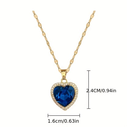 💥Desconto por tempo limitado💎Pingente feminino em forma de coração moissanite azul. colar de clavícula