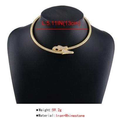 Eltúlzott kígyó alakú nyaklánc, gyémánt kirakású nyaklánc, alkalmas bulikra, esküvőkre, szabadtéri tevékenységekre dekorációként