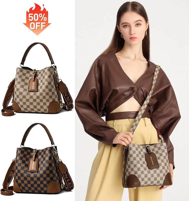 Retro divat kontrasztos színű nyomtatott kereszt test vödör táska