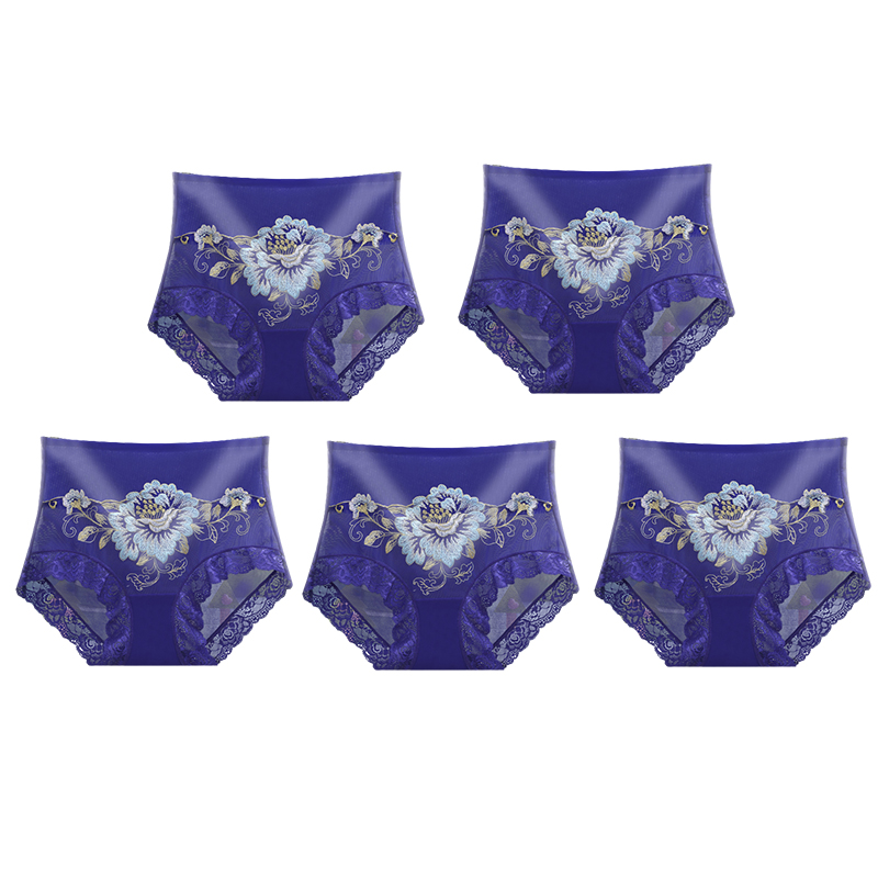 🔥Fizess 1 kapsz 5(5csomag)🔥Magas derekú prémium csipkés hímzett bugyi