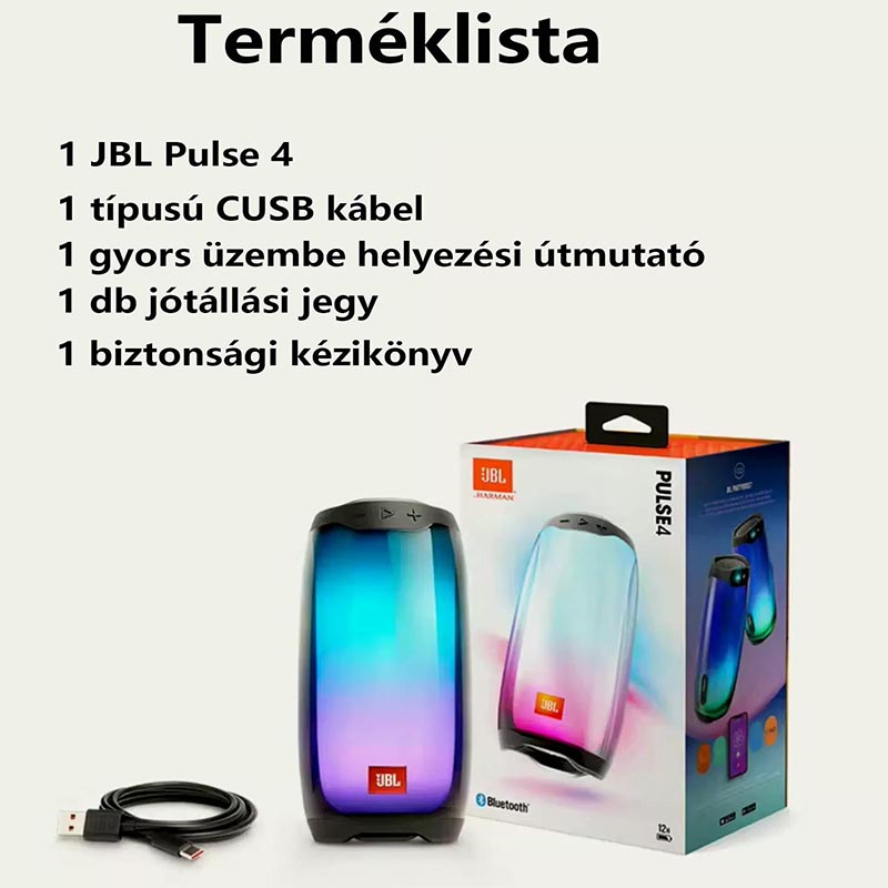 JBL Pulse 4 - Vízálló hordozható Bluetooth hangszóró fényshow-val