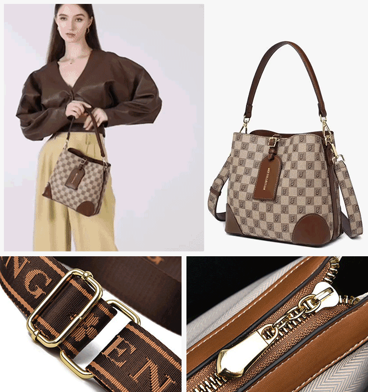 Retro divat kontrasztos színű nyomtatott kereszt test vödör táska