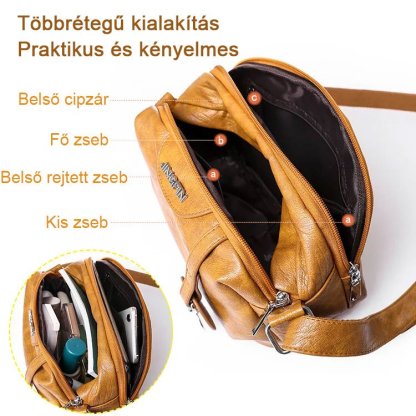 Női elegáns szögletes bőr táska