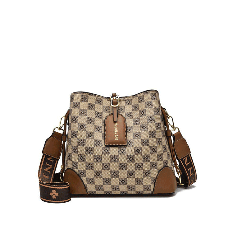 Retro divat kontrasztos színű nyomtatott kereszt test vödör táska