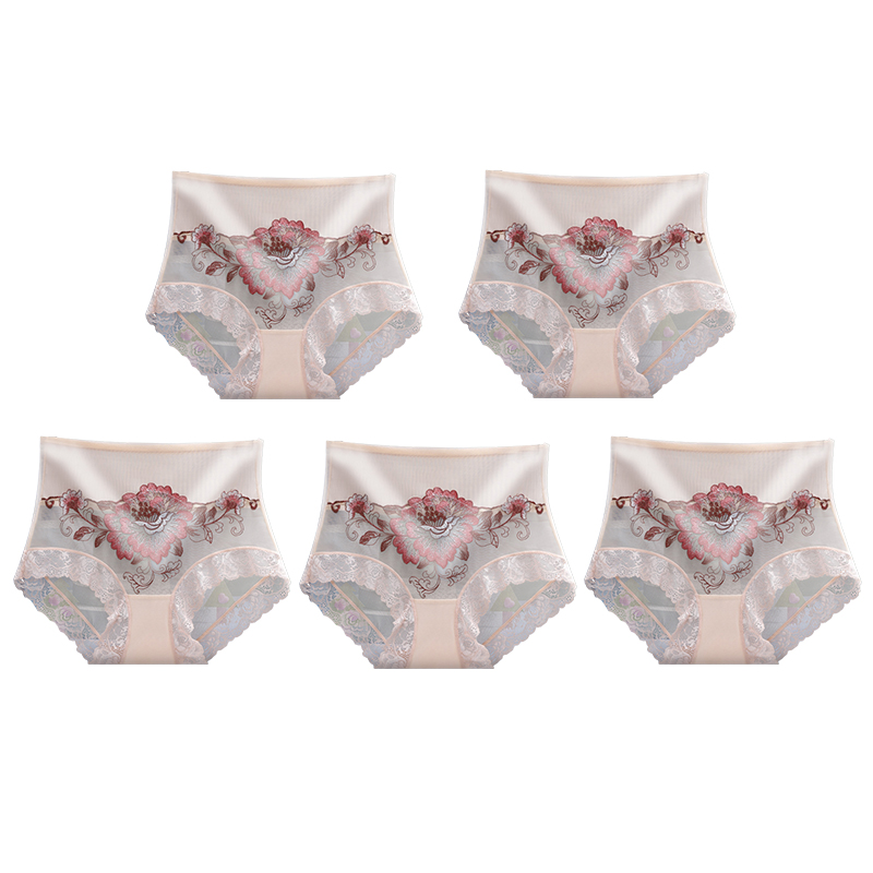 🔥Fizess 1 kapsz 5(5csomag)🔥Magas derekú prémium csipkés hímzett bugyi