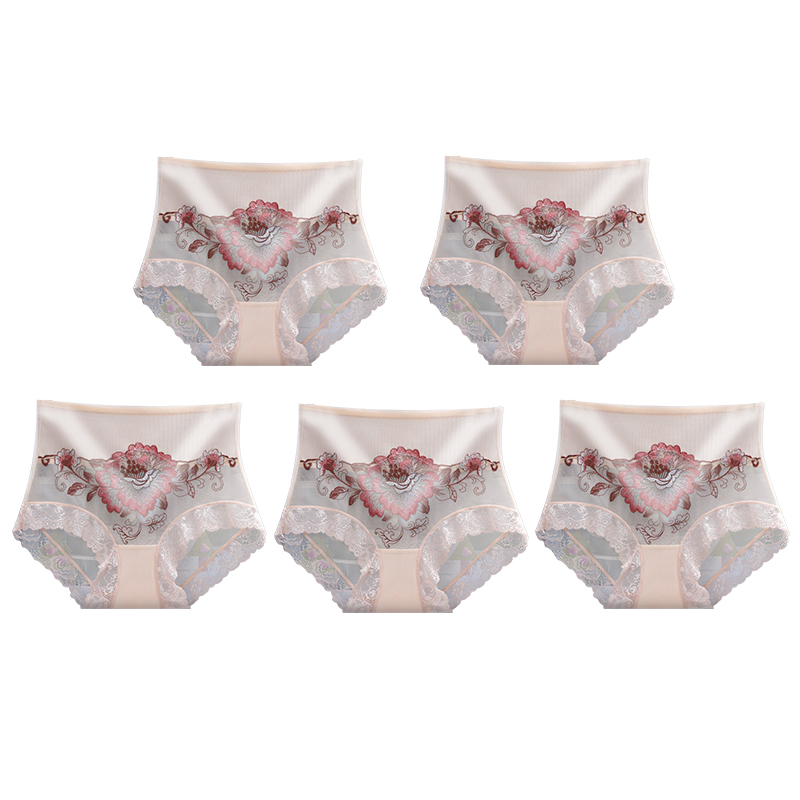 🔥Fizess 1 kapsz 5(5csomag)🔥Magas derekú prémium csipkés hímzett bugyi