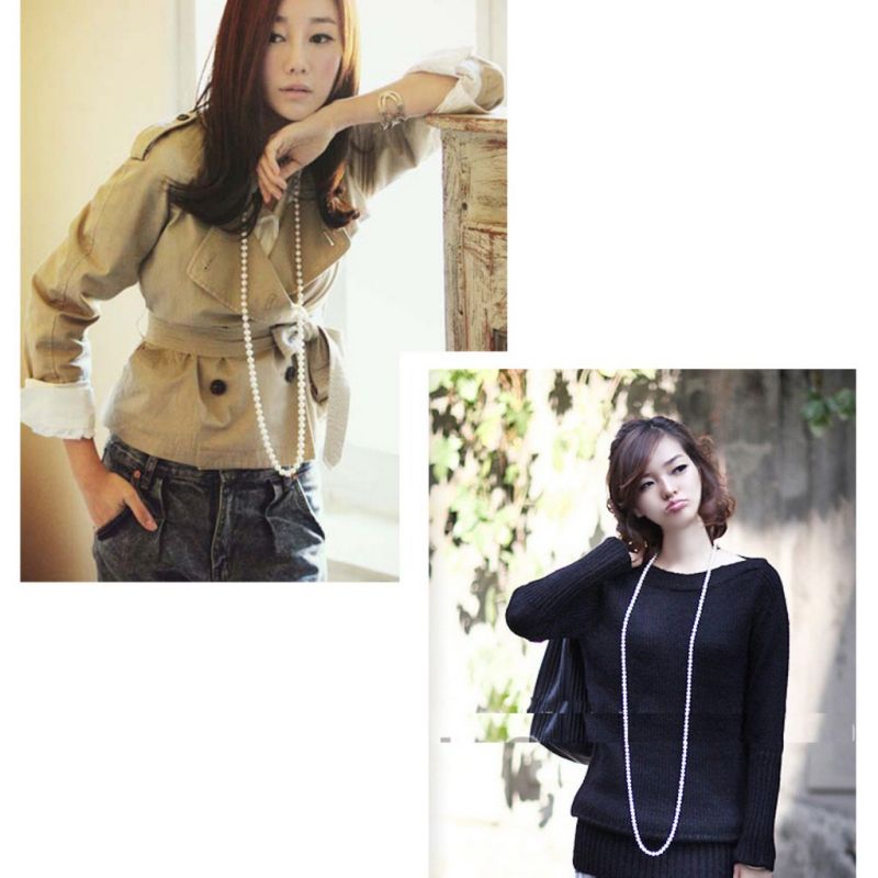 14K aranyozott + édesvízi gyöngy nyaklánc, 1,2 méter hosszú, újradefiniáló nyakláncok