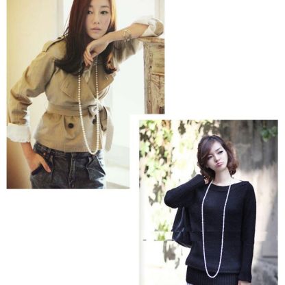 14K aranyozott + édesvízi gyöngy nyaklánc, 1,2 méter hosszú, újradefiniáló nyakláncok