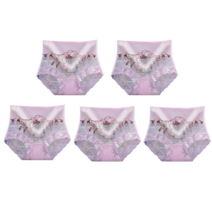 🔥Fizess 1 kapsz 5(5csomag)🔥Magas derekú prémium csipkés hímzett bugyi