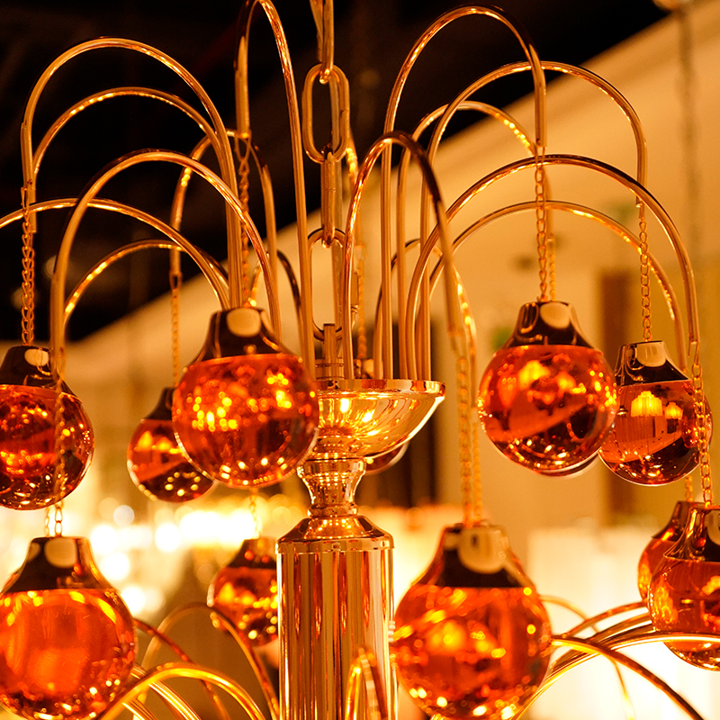 Amber glass ball pendant light