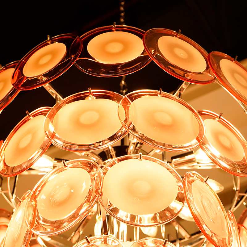 Red glass disc murano glass chandelier