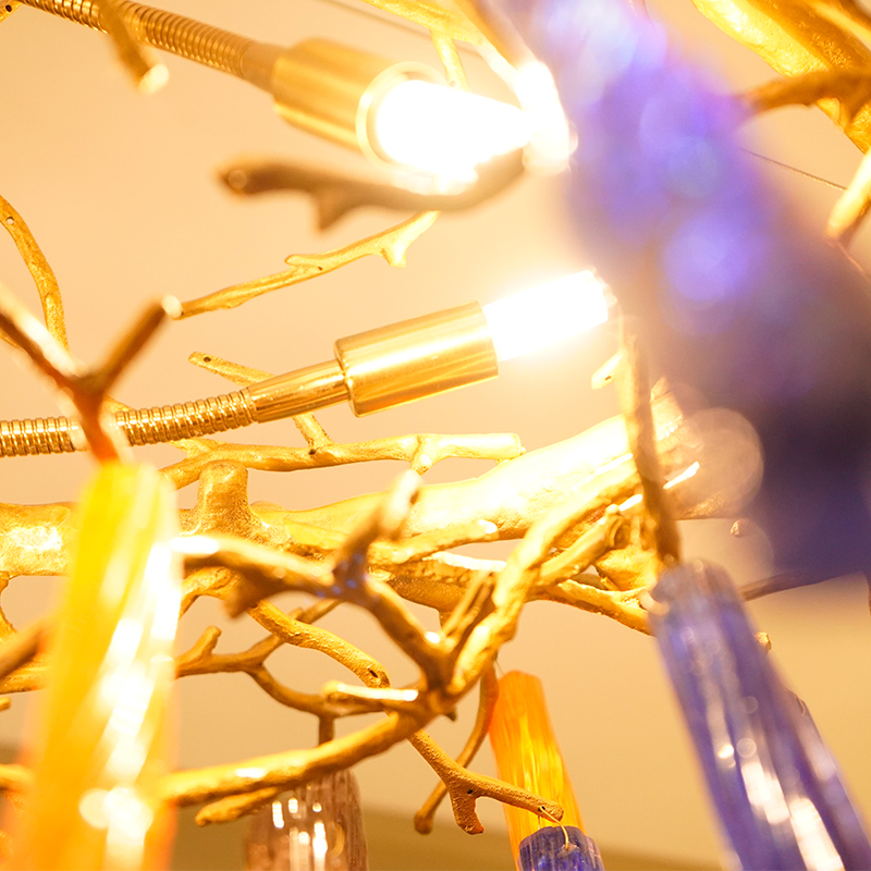 Brass branch crystal raindrop chandelier